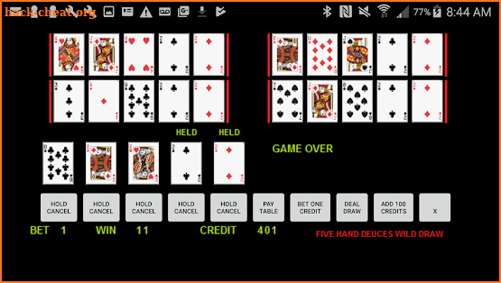 Five Hand Deuces Wild Draw screenshot