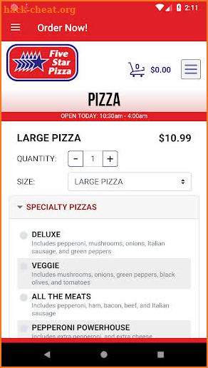 Five Star Pizza, Florida screenshot