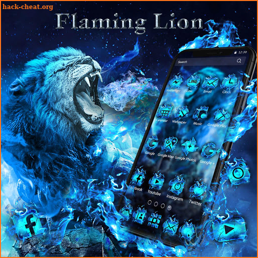 Flaming Wild Lion Launcher Theme Live HD Wallpaper screenshot