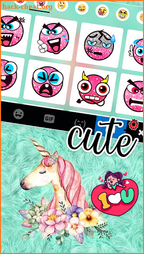 Floral Cyan Unicorn Keyboard Background screenshot