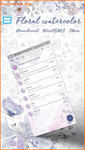 Floral watercolor skin for Next SMS screenshot