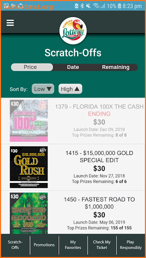 Florida Lottery Mobile Application screenshot