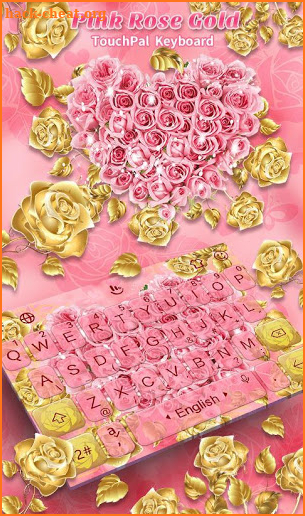 Flower Heart Pink Rose Gold Keyboard Theme screenshot