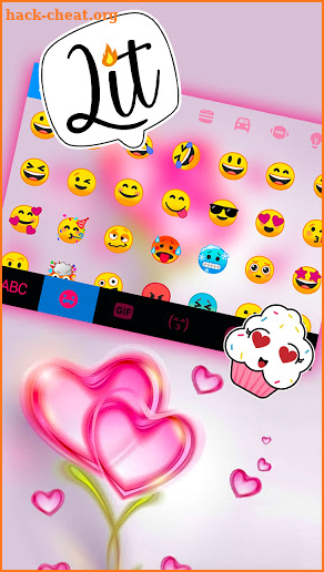 Flower Pink Hearts Keyboard Background screenshot