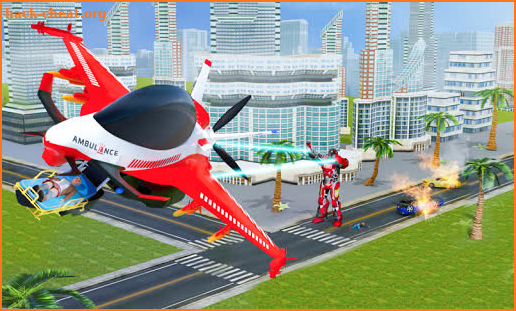 Flying Ambulance Air Jet Transform Robot Games screenshot