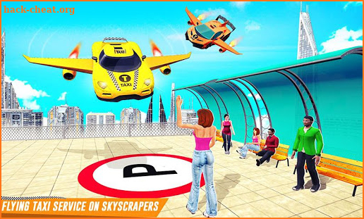 Flying Car Yellow Cab City Taxi Driving Games screenshot