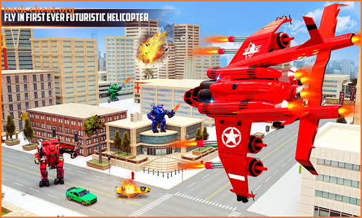 Flying Helicopter Transform: Futuristic Robot Game screenshot