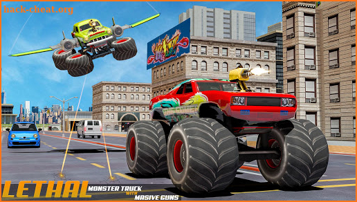 Flying Monster Truck Driving: Shooting Games screenshot