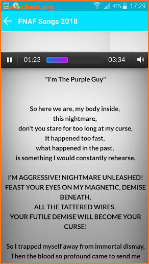 FNAF 1234 Songs & Lyrics screenshot