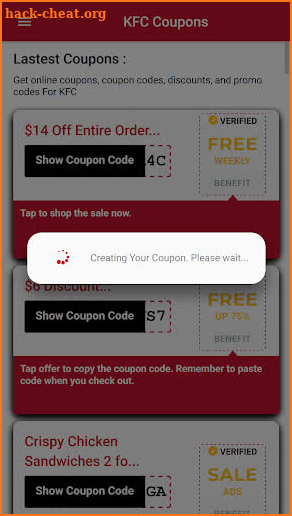 Food Coupons for KFC - Hot Discounts 🔥🔥 screenshot