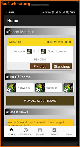 Football Women's World Cup Live Score & Goals screenshot