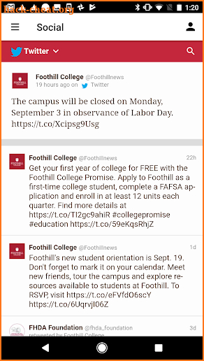 Foothill College screenshot