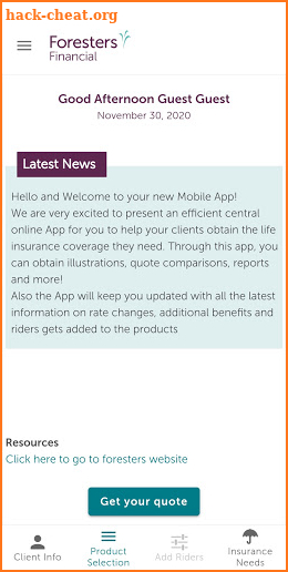 Foresters Mobile Quote screenshot