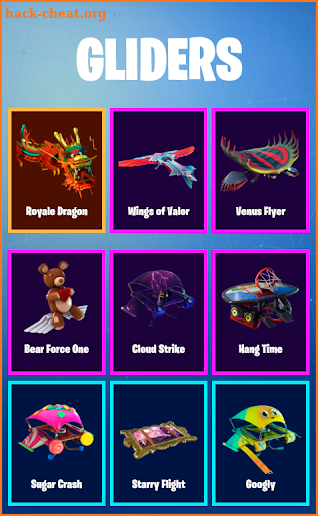 Fortnite Weapons & Pickaxes & Gliders screenshot