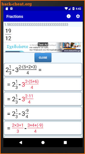 Fractions Calculator screenshot