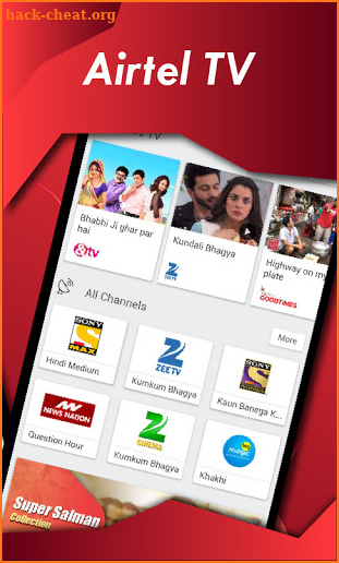 Free Airtel Live TV HD channels guide screenshot