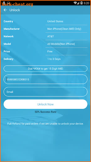 Free Unlock Motorola Mobile SIM screenshot