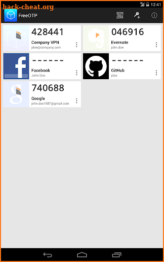 FreeOTP Authenticator screenshot