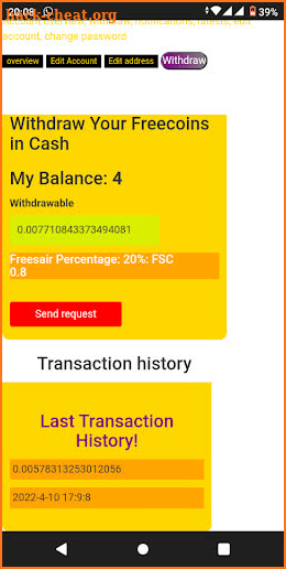 Freesair-Airtime, Invest, Mine screenshot