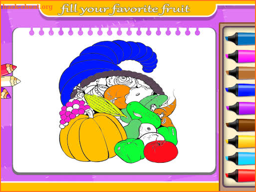 Fruits and Vegetables coloring page screenshot