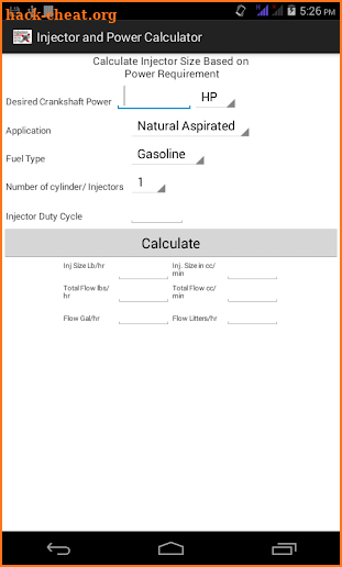 Fuel Injector Calculator screenshot