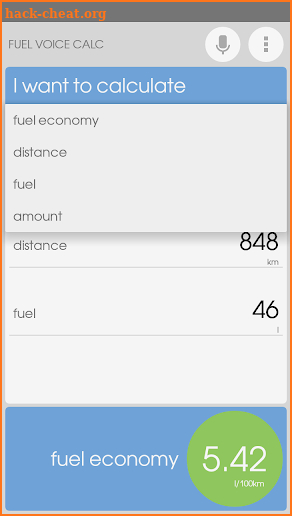 Fuel Voice Calc screenshot