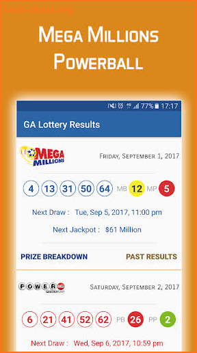 GA Lottery Results screenshot