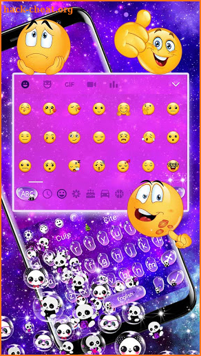 Galaxy Cute Panda Gravity Keyboard Theme screenshot