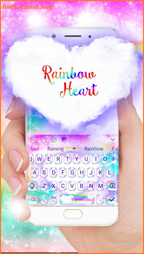 Galaxy rainbow heart keyboard theme screenshot