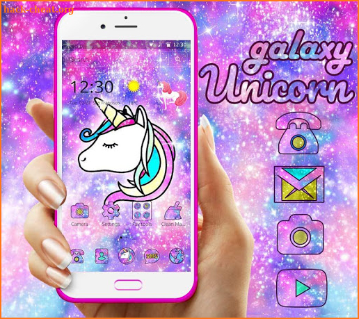 Galaxy Unicorn Shiny Glitter Theme screenshot