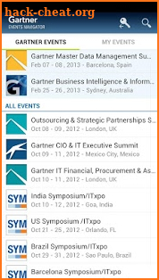 Gartner Events Navigator screenshot