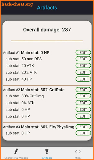 Genshin Damage Calculator screenshot