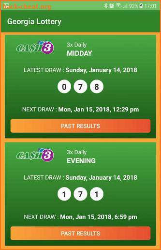 Georgia Lottery Results screenshot