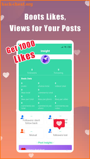 Get 1000 followers stats screenshot