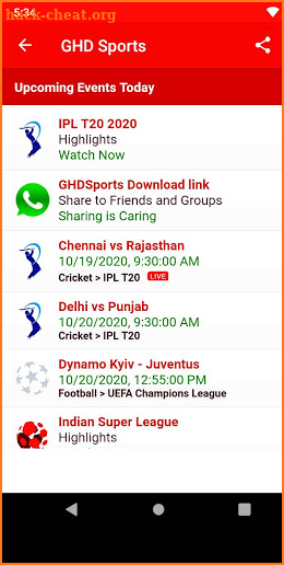 GHD SPORTS Live - Free HD TV Guide screenshot