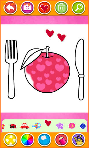 Glitter Apple cutlery set coloring for Kids screenshot