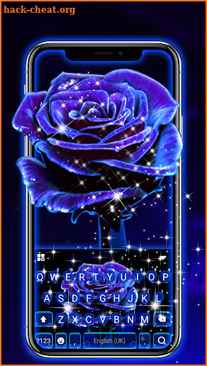 Glitter Blue Rose Keyboard Background screenshot