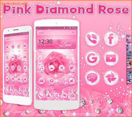 Glitter Diamond Rose Launcher screenshot