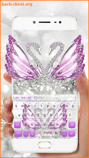 Glitter Diamond Swan Keyboard Theme screenshot