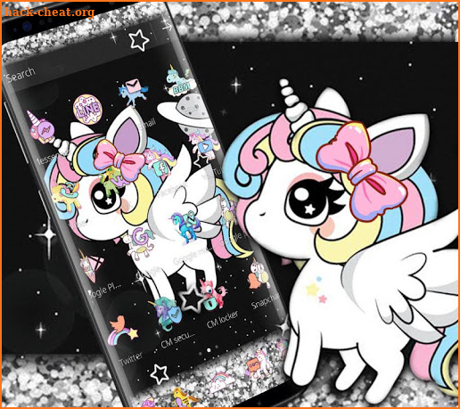 Glitter Galaxy Cute Rainbow Unicorn Theme screenshot