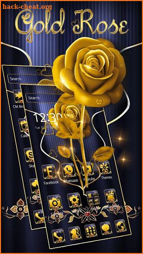 Glitter Gold Rose Theme Wallpaper screenshot