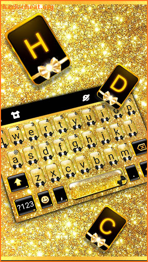 Glitter Golden Bow Keyboard Theme screenshot