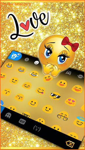 Glitter Golden Bow Keyboard Theme screenshot