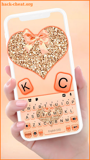 Glitter Heart Coral Keyboard Background screenshot