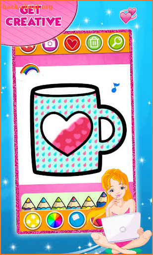 Glitter Hearts coloring and drawing for kids screenshot