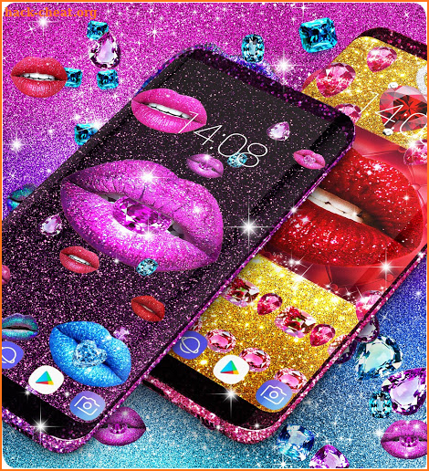 Glitter lips and diamonds live wallpaper screenshot