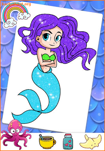 Glitter Mermaid Coloring Book - Rainbow Draw screenshot