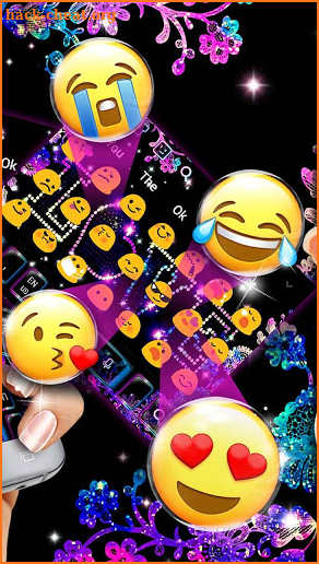 Glitter Neon Love Keyboard screenshot