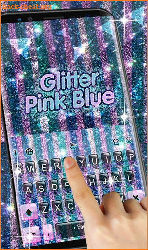 Glitter Pink Blue Keyboard Theme screenshot