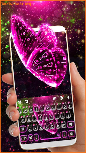 Glitter Pink Butterfly Keyboard Theme screenshot